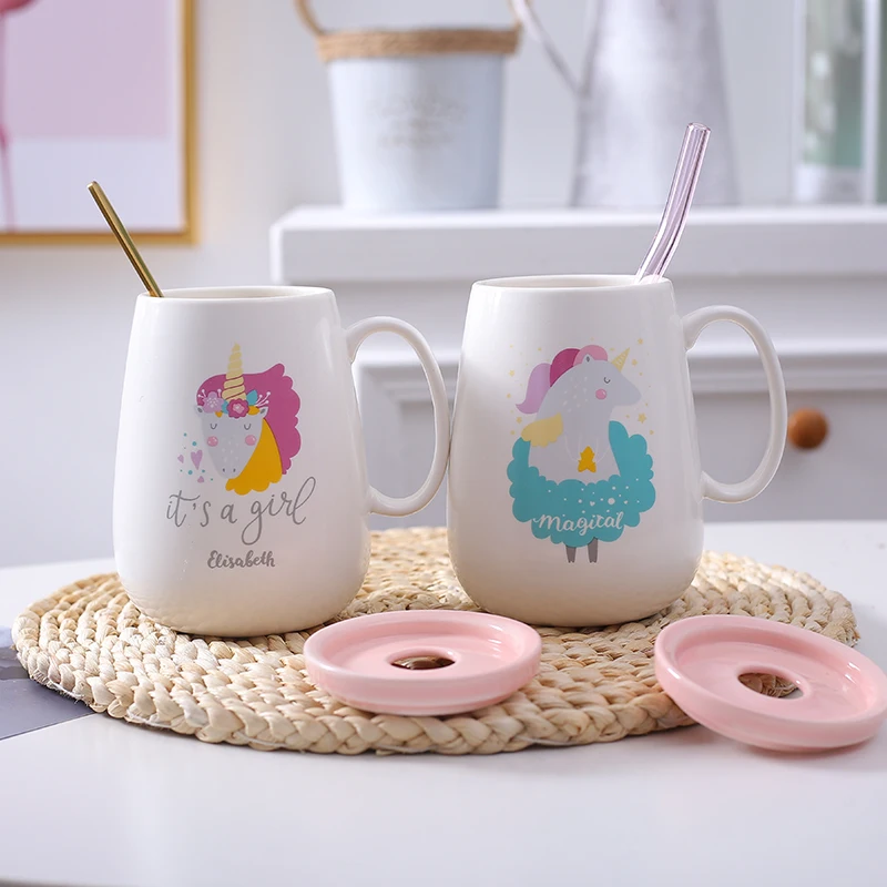 Керамическая кружка мультяшная модная Милая поилка для чая с ложкой и губами