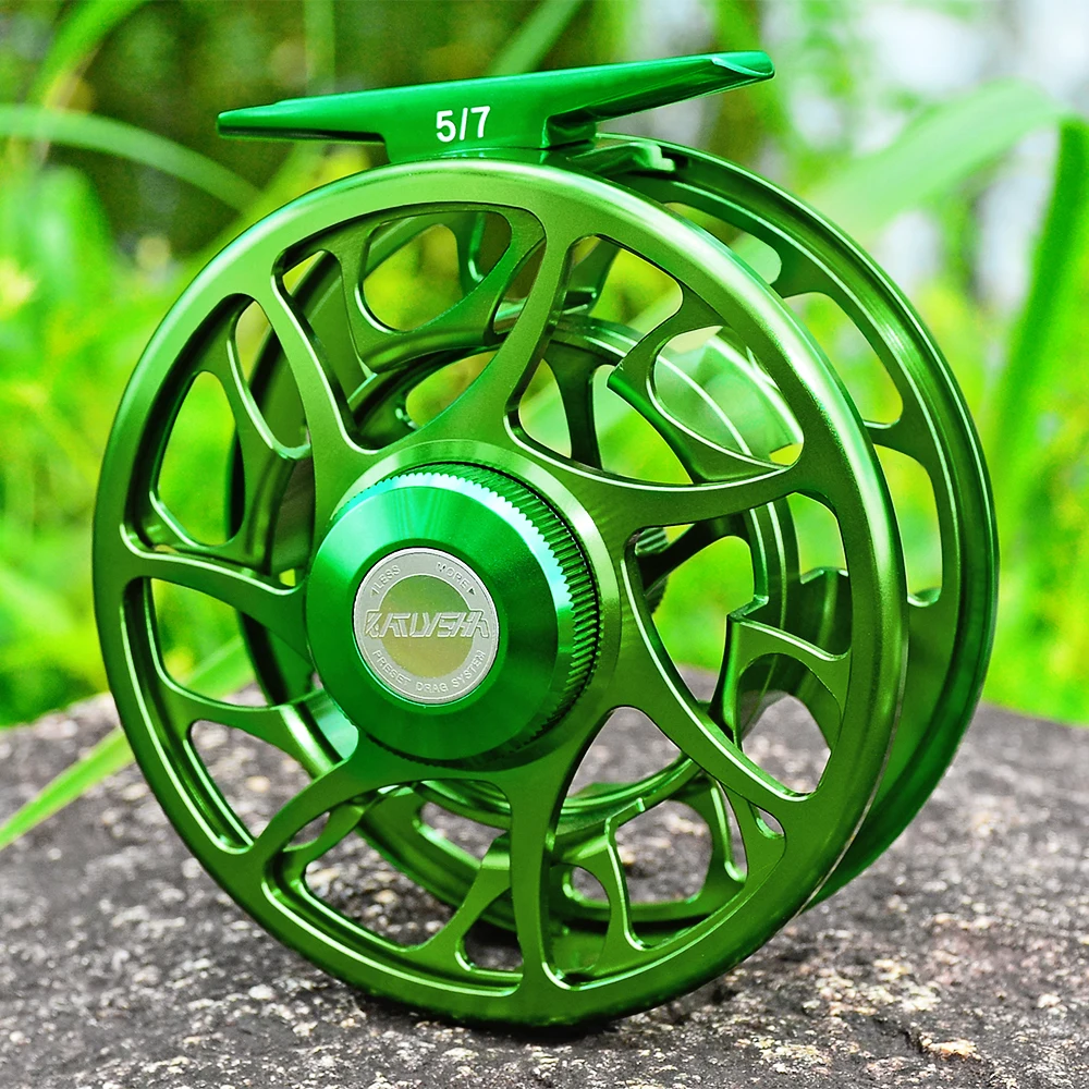 

PROBEROS 3+1 BB Fly Fishing Wheel Green Color Fly Fishing Reel CNC Machine Cut Large Arbor Die Casting Aluminum Fly Reel