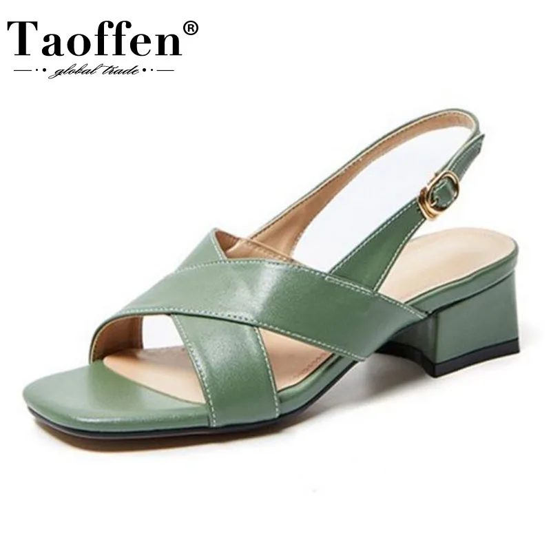 

TAOFFEN/женские босоножки с металлической пряжкой на каблуке; Коллекция 2021 года; Сезон лето; Модная обувь; Женская прогулочная офисная обувь; Ра...