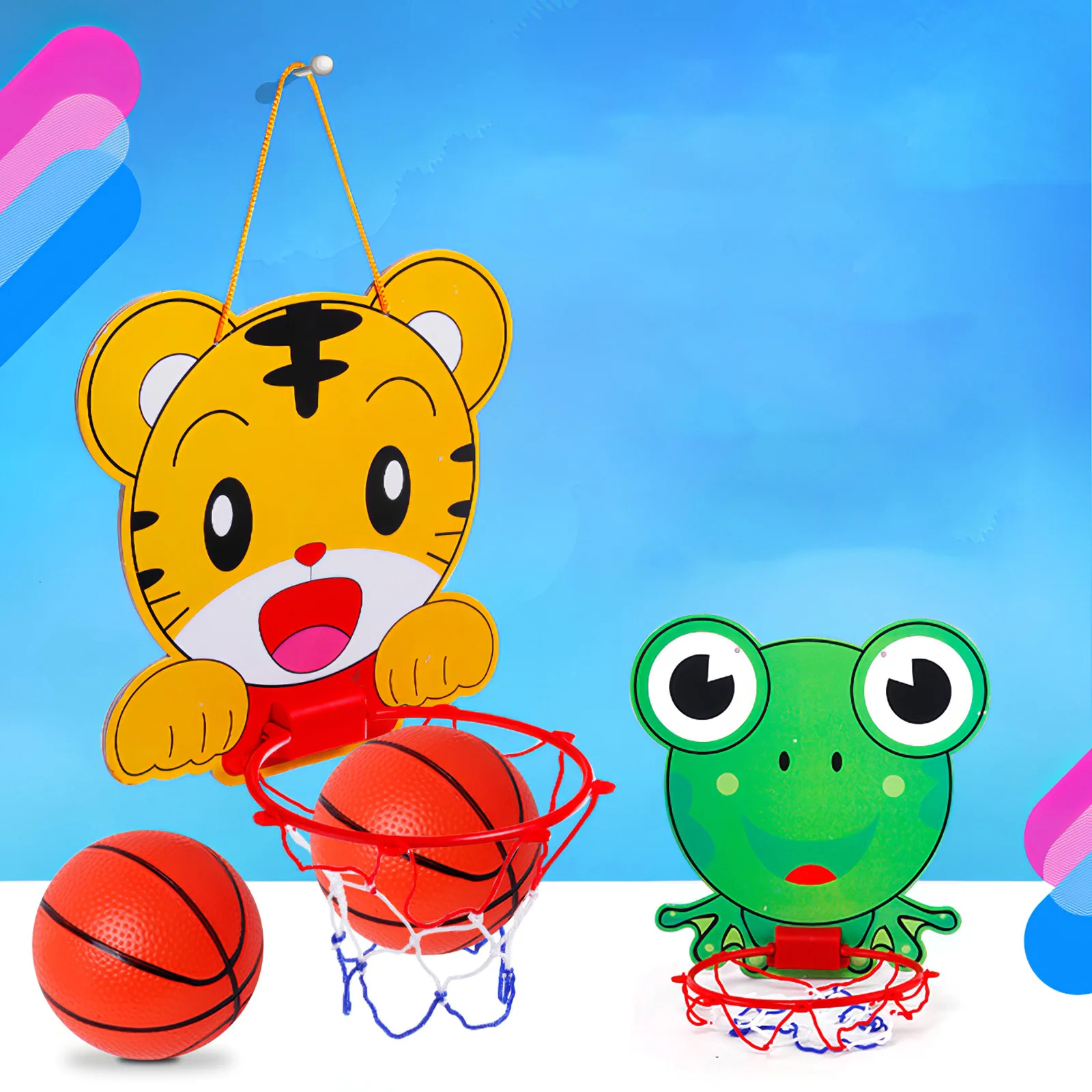 

Тигровый баскетбольный обруч, резиновая игрушка, набор присосок для детей, интересный спортивный инструмент для мальчиков в помещении, бас...