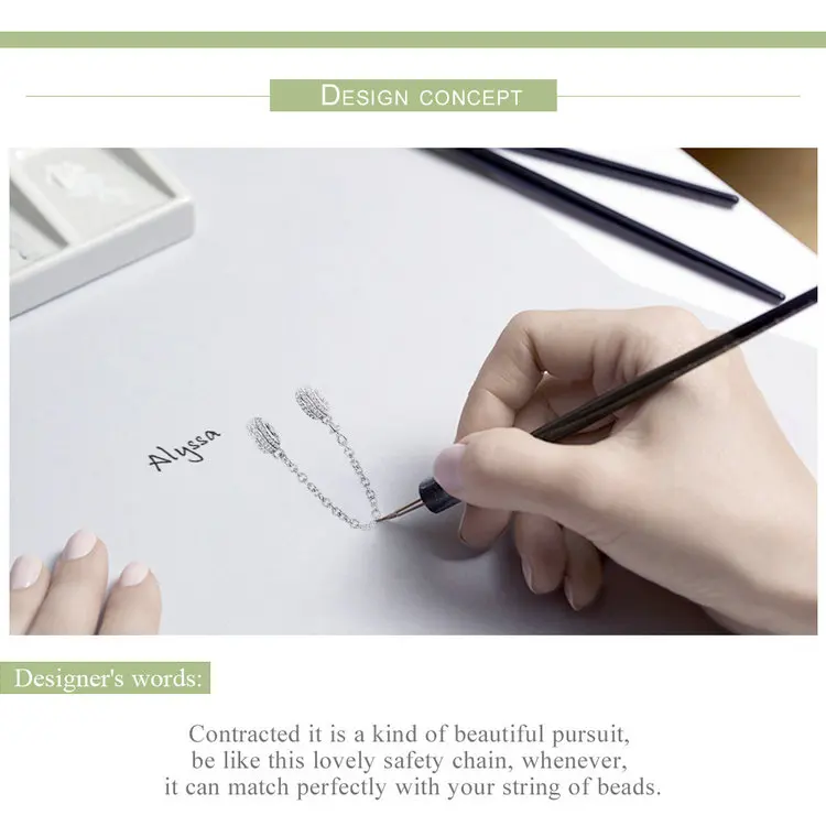 

Anomokay Trendy 925 Sterling Silver White CZ Safety Chain Charm fit Bracelet & Bangle S925 Silver Round Stopper for DIY Jewelry