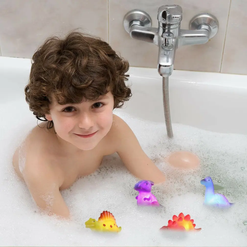 6pcs Light-Up Floating Dinosaur Bath Toys Set For Toddler Water Bathtub Shower Pool Toy Children Preschool |