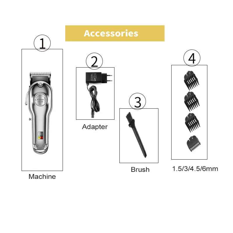Kemei триммер для волос беспроводной резак перезаряжаемый мощный двигатель