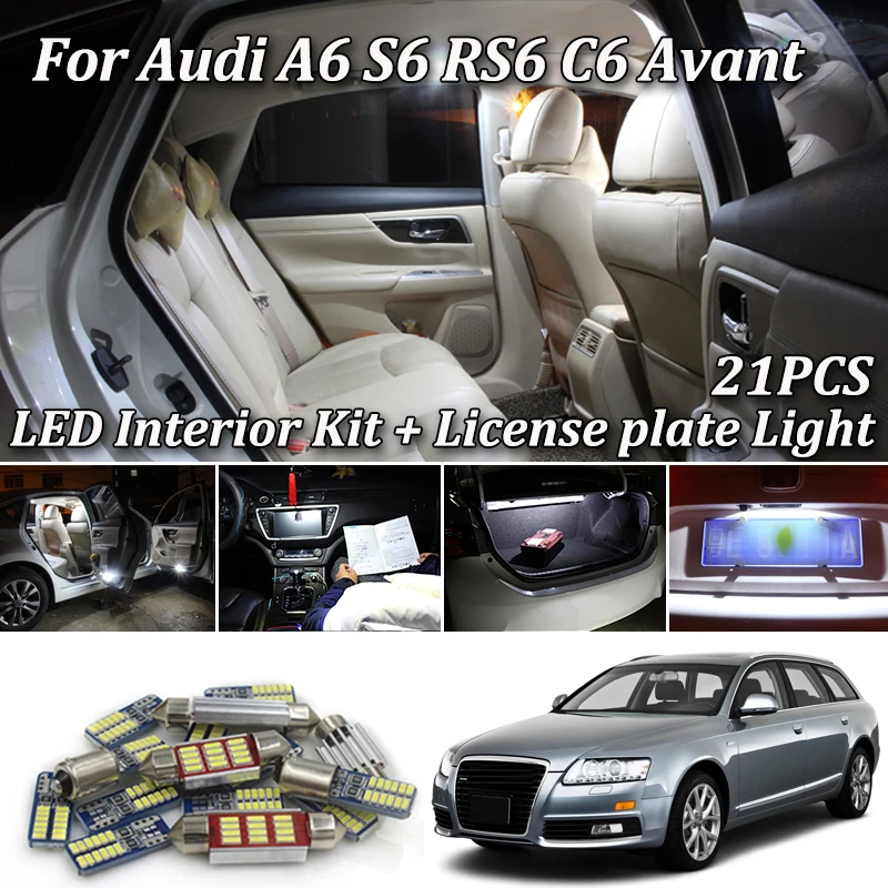 21 шт. X canbus без ошибок для Audi A6 S6 RS6 C6 Avant Wagon светодиодный светильник для внутренней купольной карты комплект посылка(2005-2011