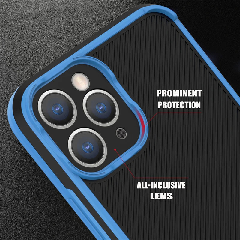 

Camera Protection Armor Stripe Phone Case For iPhone 12 Mini 11 Pro XS MAX XR 6 6s 7 8 Plus SE 2020 Shockproof Anti-knock Cover