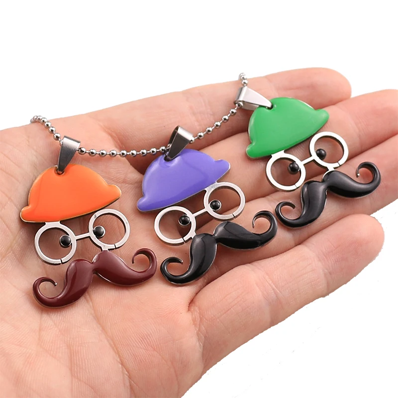 1 шт. подвеска с очками из нержавеющей стали разноцветная шапка бородой ожерелье