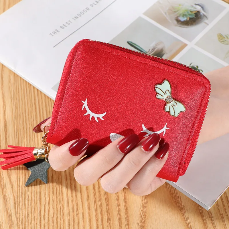 

Red Wallet Girls Wallet Cute Wallet Mini Wallet Smart Wallet Leather Wallet Woman Travel Wallet Purses for Women Coins and Cards