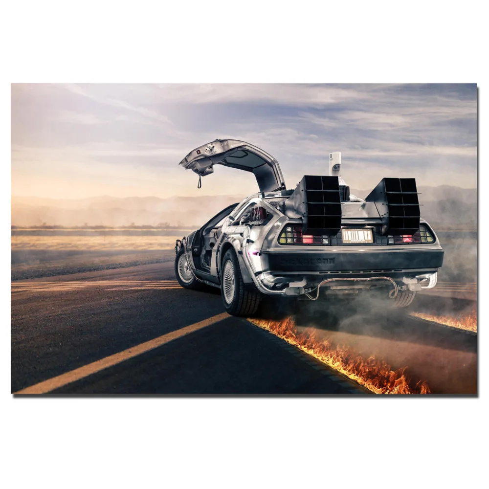 MQ3841 Назад в будущее автомобиль Delorean Прохладный автомобиль классический фильм художественный плакат Шелковый светильник холст домашний декор Настенная картина принт