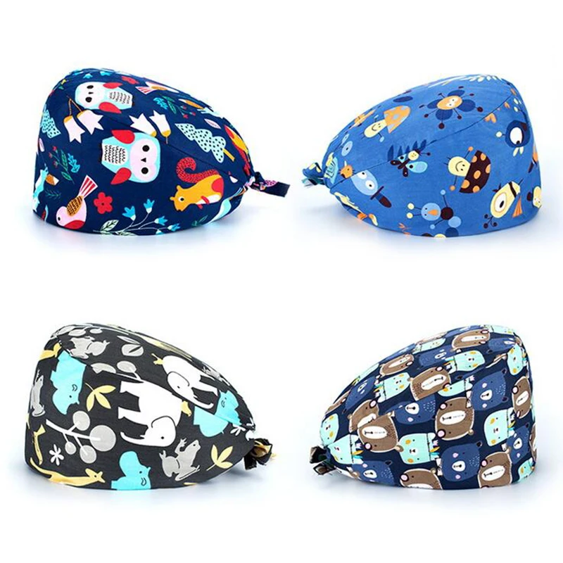 Регулируемая шапка унисекс из хлопка для медсестер с повязкой головной убор