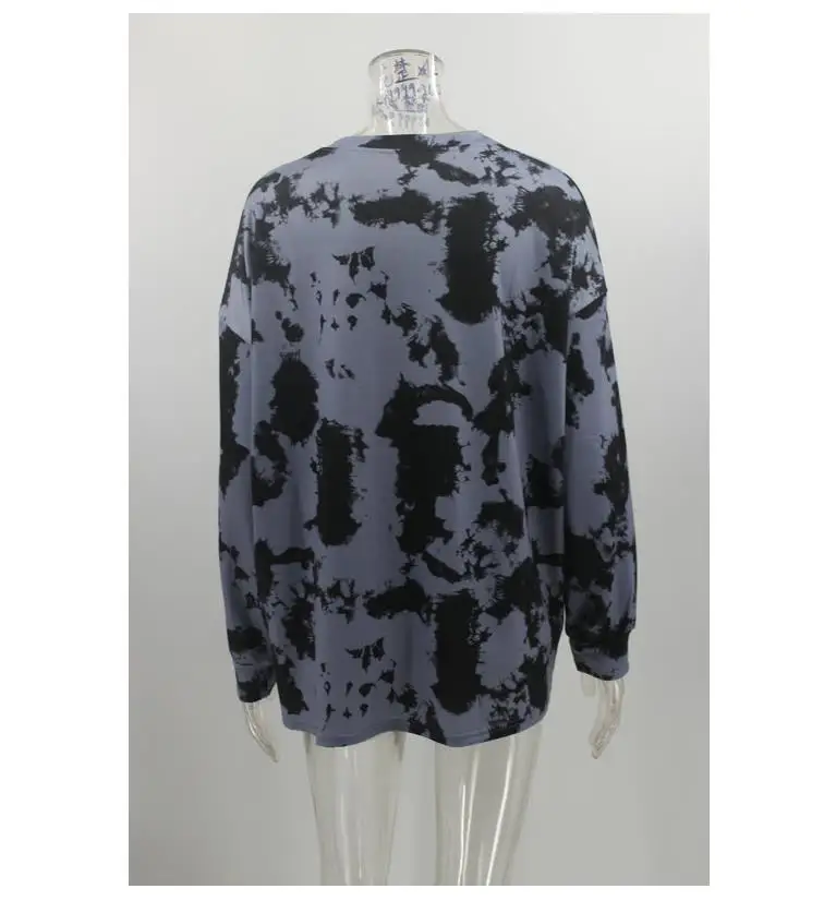 

2020 Autumn New Arrivals Womens Tie Dye Printed Tops Casual Long Sleeve Crew Neck Loose Fit Sweatshirts