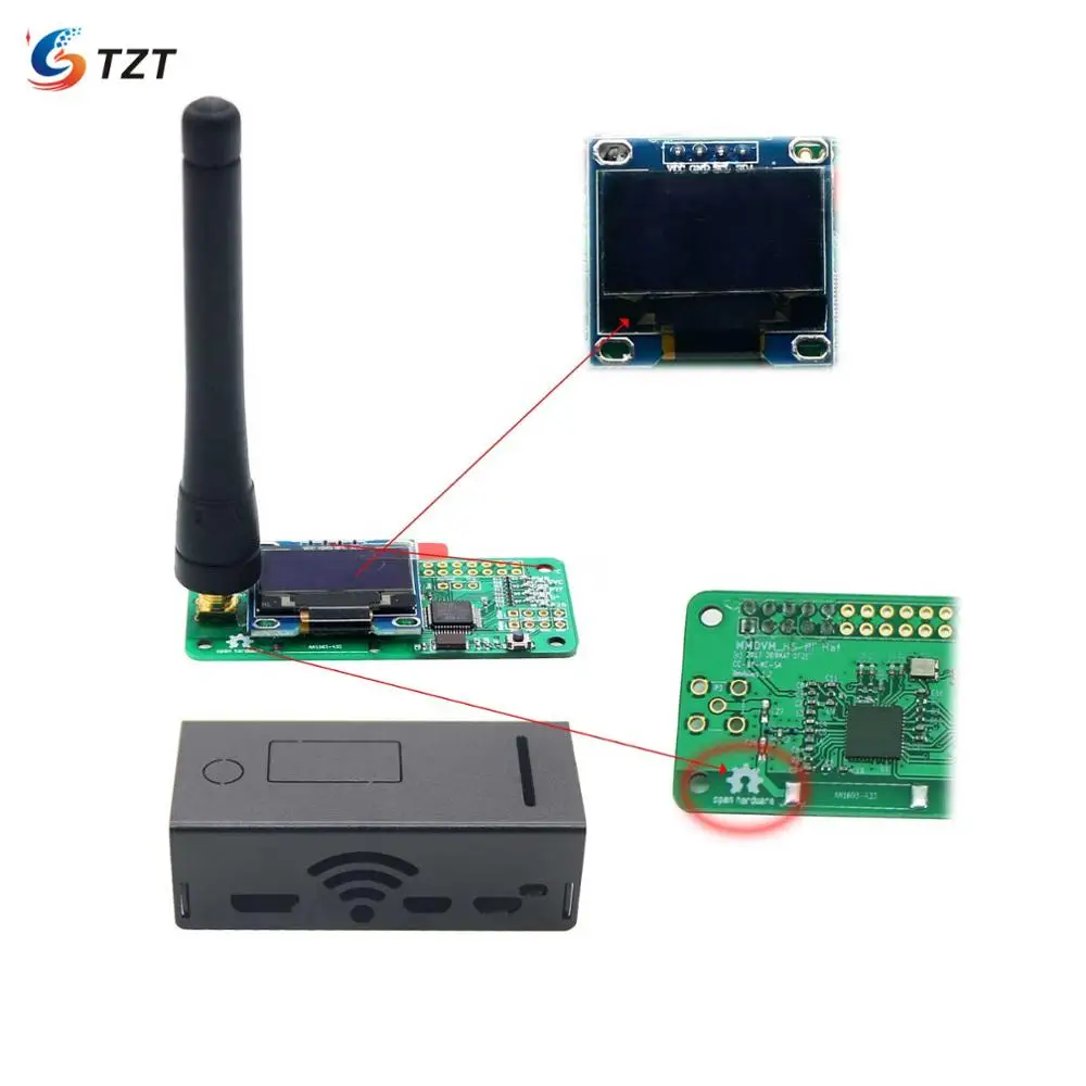 TZT MMDVM модуль точки доступа с OLED и чехол антенны Поддержка P25 DMR YSF для Raspberry pi Walkie