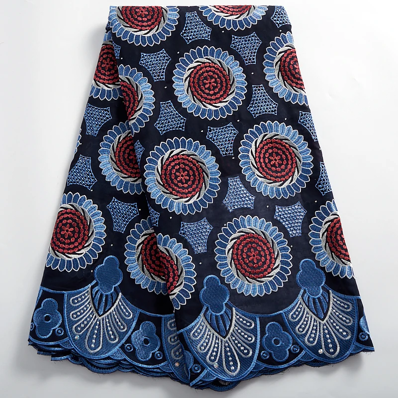 

African Lace Fabric 2021 Latest Embroidery Cotton Lace Fabric 5 Yards High Quality Ttissu For Everying Wedding Dress 2398A