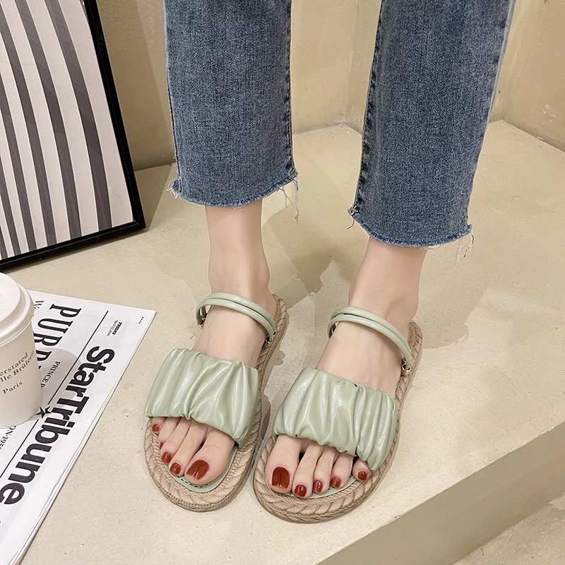 

Slippers Women Summer Luxury Slides Low Shoes Lady Pantofle Flower Designer Girl 2021 Soft Flat Scandals Fashion Floral Rubber