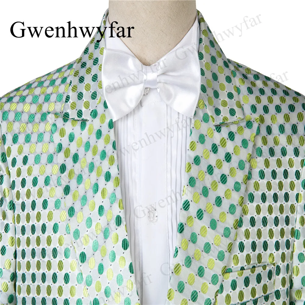 Костюм Gwenhwyfar Homme модный мужской свадебный костюм в горошек с отворотом смокинг