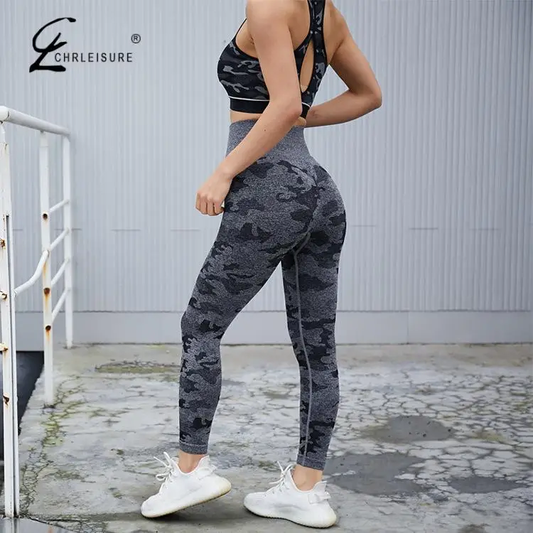 Камуфляжные бесшовные леггинсы Спортивная Женская одежда для фитнеса женщин