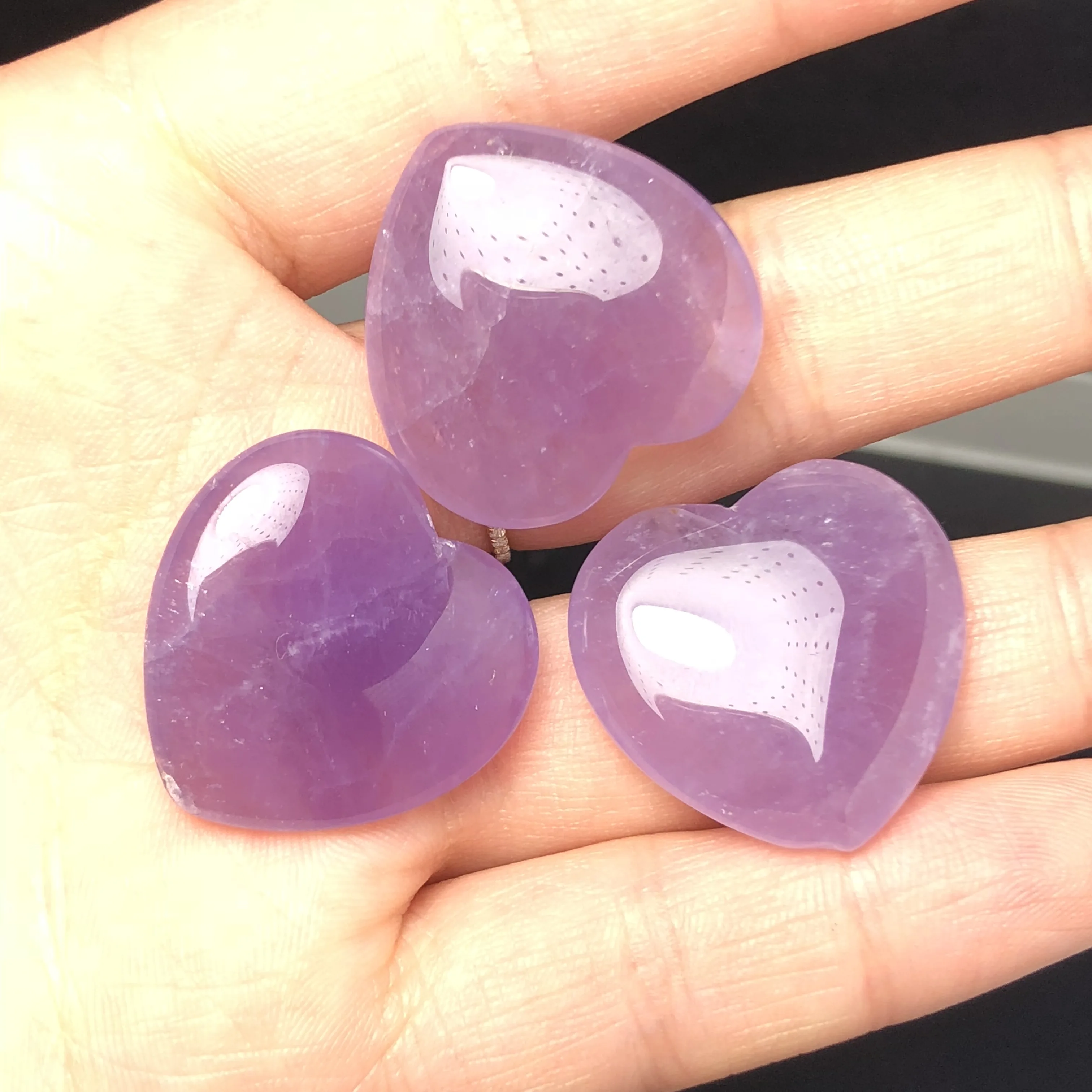 3 шт. натуральный аметист в форме сердца массаж кварцевый кристалл и минерал