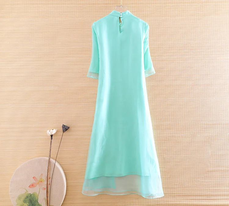 Высококачественное летнее женское платье Ципао из органзы в китайском стиле