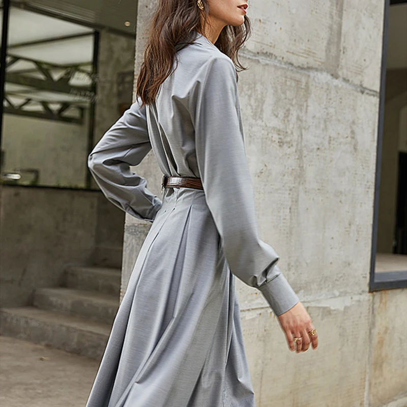 Женское платье с рюшами TWOTWINSTYLE белое повседневное Макси Платье отворотом