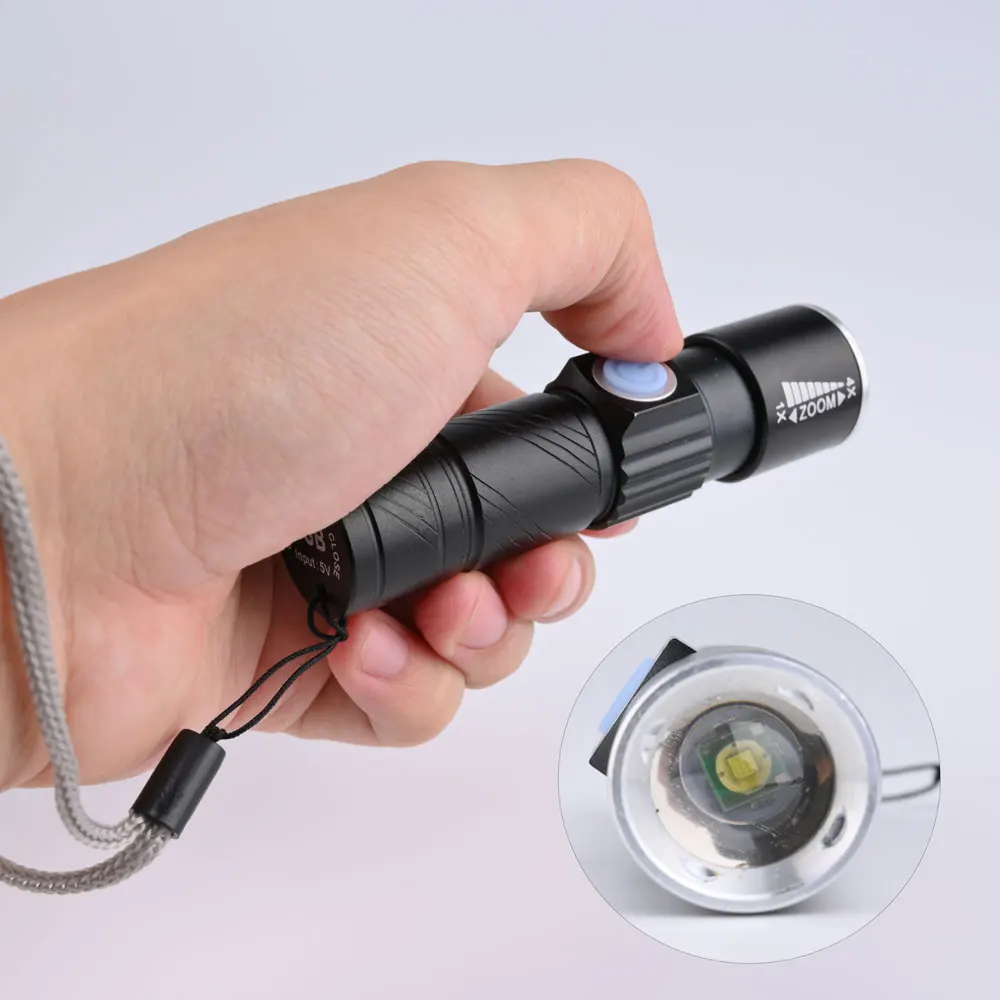Anpro Mini USB светодиодный светильник фонарь для походов на открытом воздухе перезаряжаемый водонепроницаемый масштабируемый светильник для велосипеда 3 режима удобный светильник для вспышки
