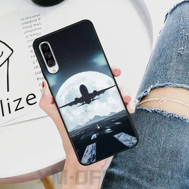 Чехол для телефона HaNismt Airplane fly travel cloud черный мягкий чехол Samsung A10 20 30 40 50 70 10S 20S 2