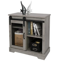 multipurpose tv cabinet stand table sliding mesh barn door entryway gray 80x39x81cm with large storage spaceus stock