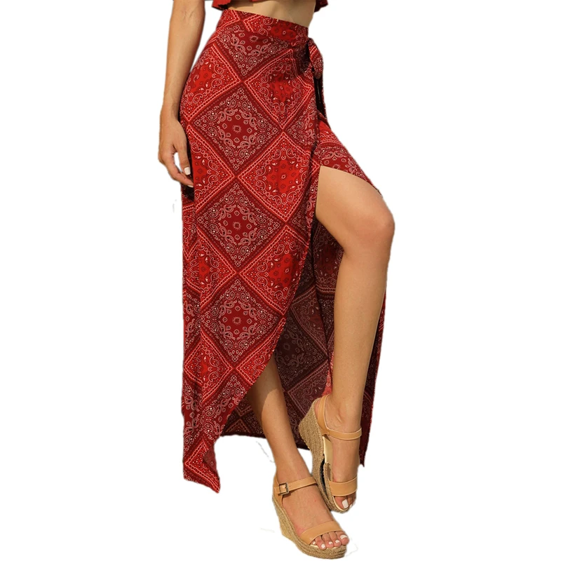 European and American Women's Explosions Of The Famous Family Style One-piece Square Printing High Waist Skirt | Женская одежда