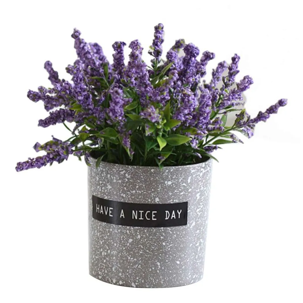 

1PC Potted Simulation Artificial Lavender Flower Pot Balcony Office Desktop Artificial Lavender Flower Pot