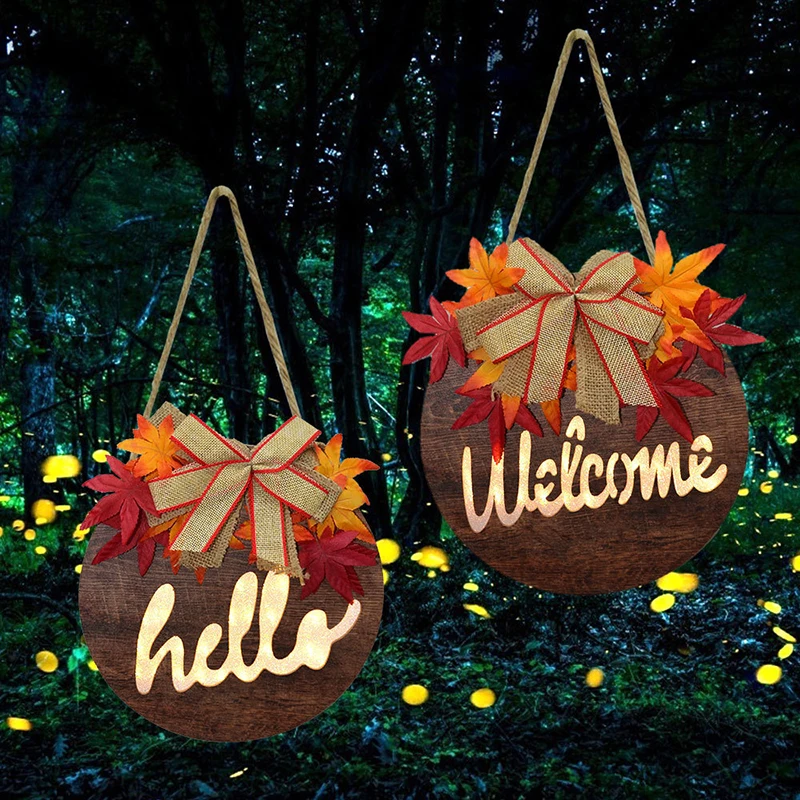 

Деревянный знак приветствия на Хэллоуин с подсветкой, подвесное украшение на Хэллоуин для дома, сада, крыльца