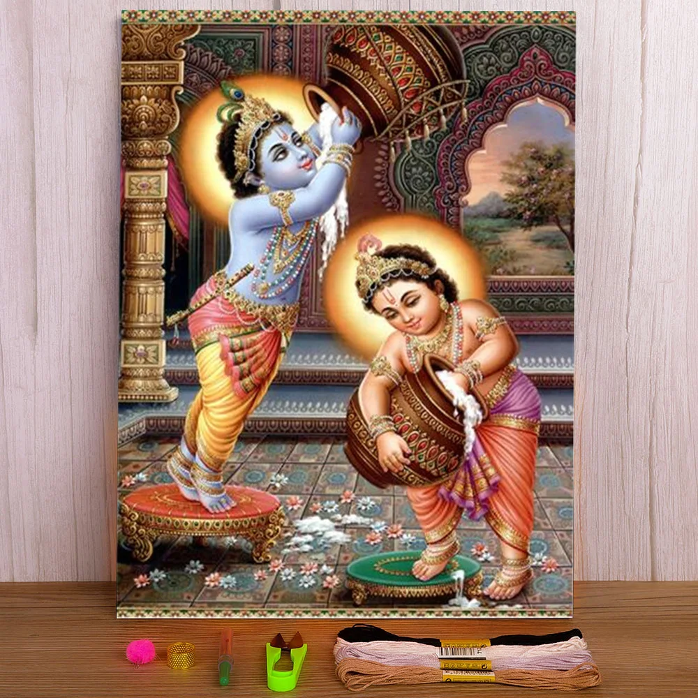 

Buddha India Ganesha Pre-Printed 11CT Cross Stitch DIY Embroidery Full Kit DMC Threads Craft Handiwork Knitting Decor