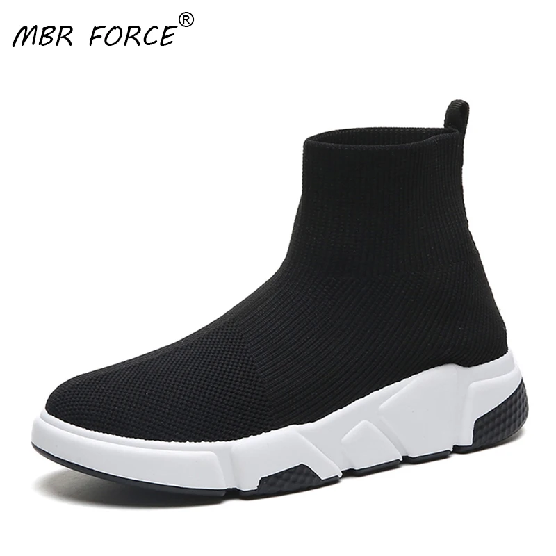 

MBR FORCE Unisex Socks Sneakers Women Knit Upper Breathable Shoes Sock Boots Woman Chunky Shoes High Top Casual Ladies Shoes