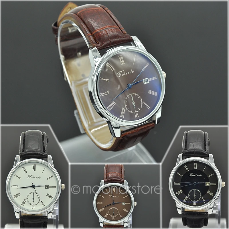 

Fashion Man PU Leather Roman Number Calendar Waterproof Wrist Watch