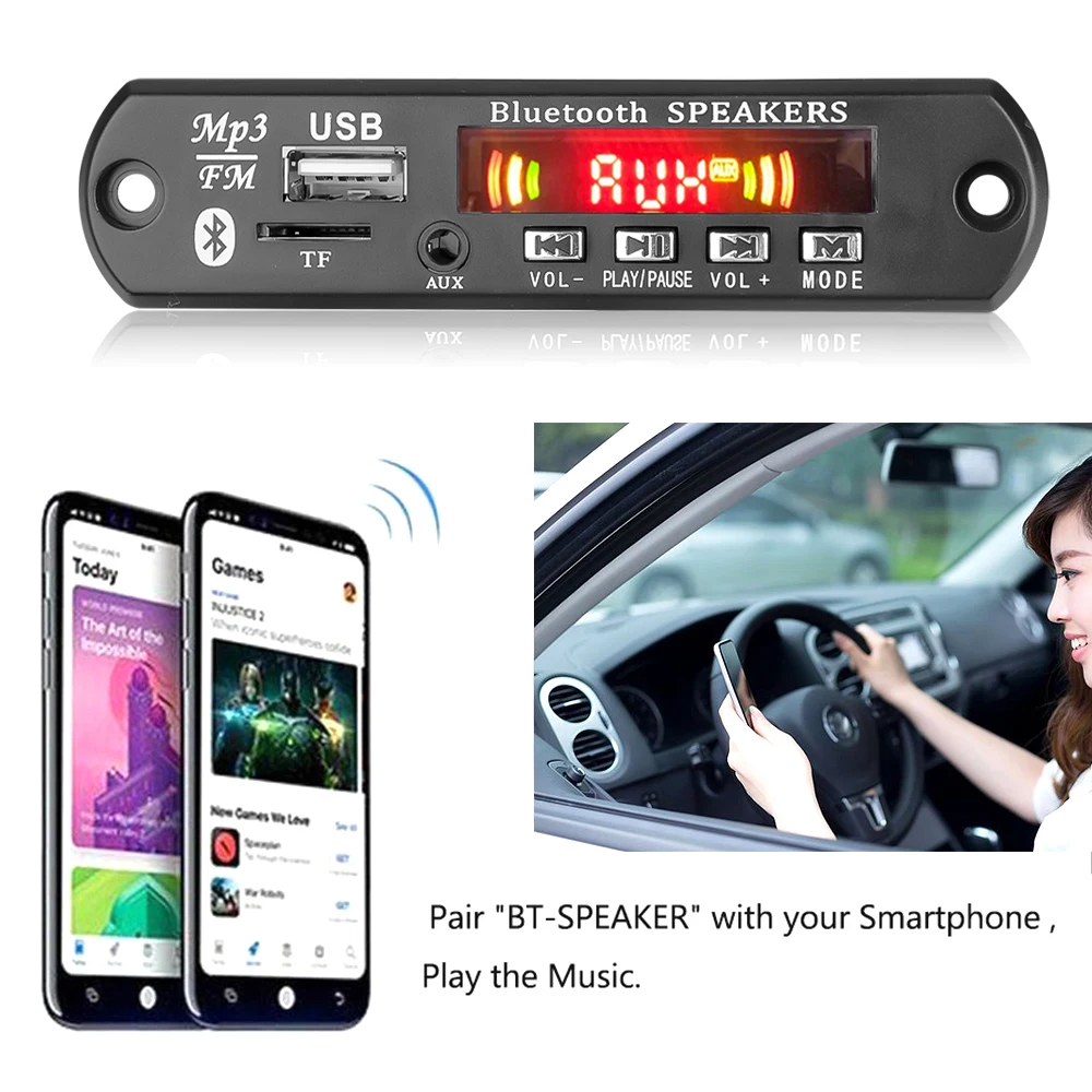 Mp3-плеер kebidu с громкой связью декодер плата 5 В 12 Bluetooth 0 6 Вт усилитель