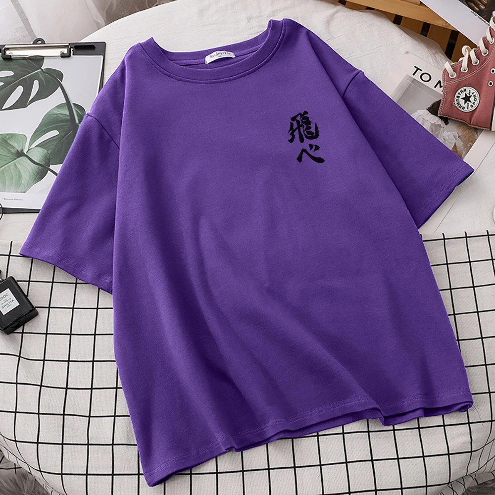 

Haikyuu одежда с мультяшным принтом, высококачественные свободные футболки, модные стильные мужские футболки с круглым вырезом, Мужская футбо...