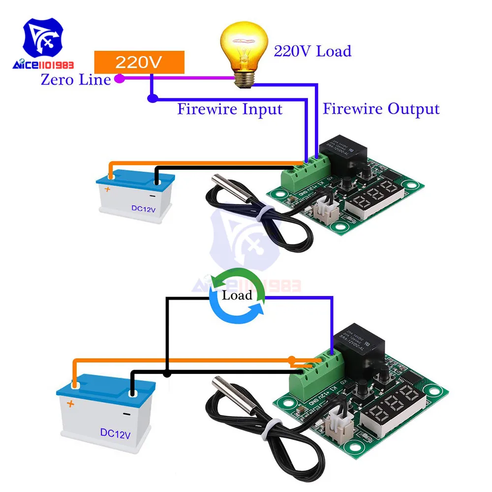 Diymore W1209 DC 12V LED Цифровой фотомодуль температурный контроллер/w NTC термистор