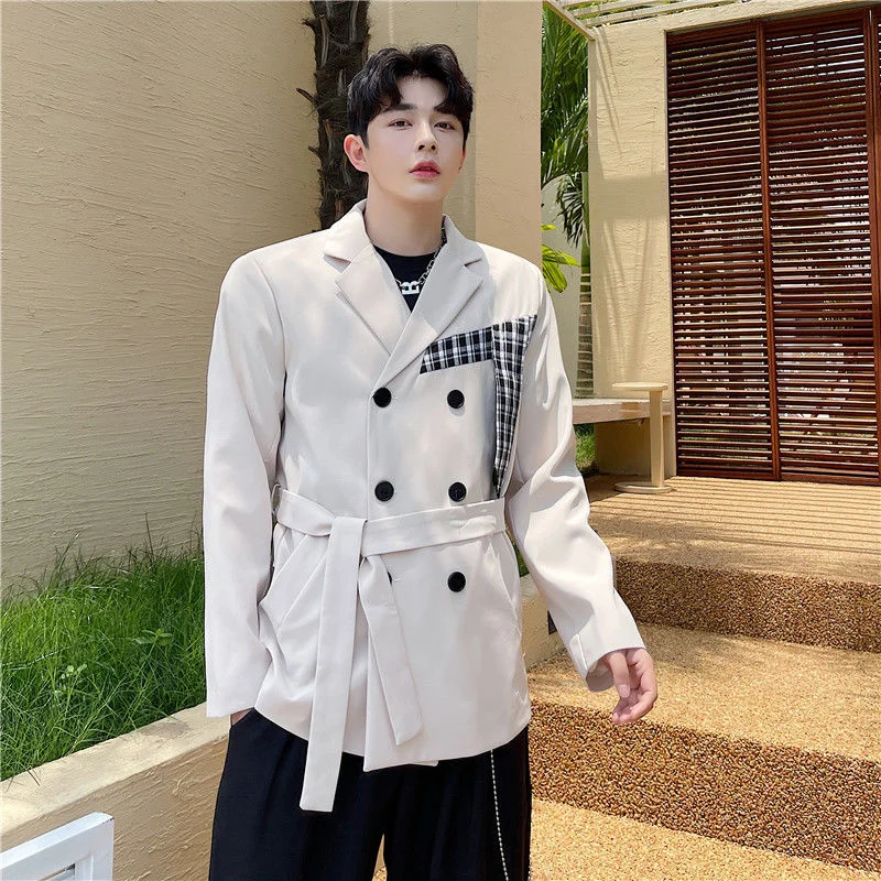 Мужской осенне-зимний приталенный двубортный Блейзер IEFB в Корейском стиле