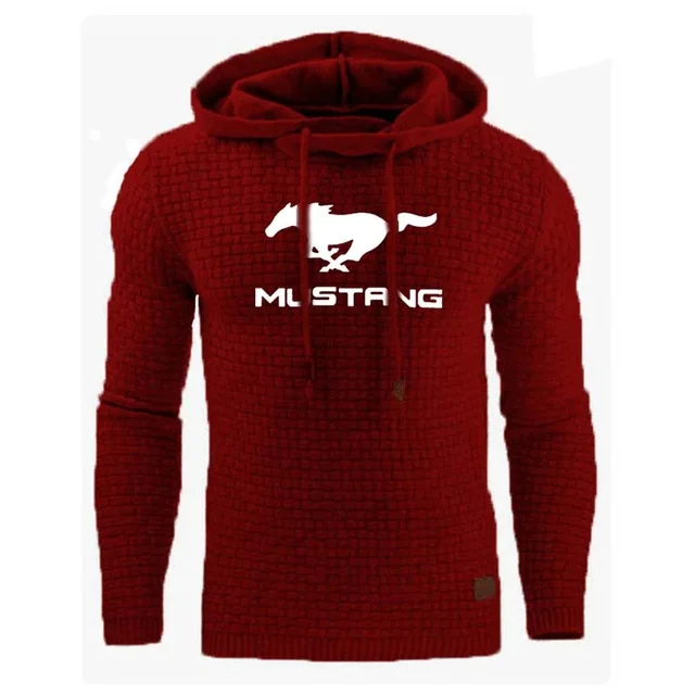 Толстовка мужская с капюшоном свитшот принтом логотипа машины Mustang спортивная