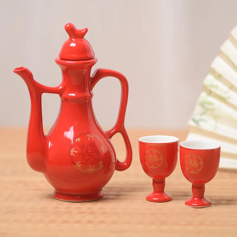 

Wedding supplies big red ceramic toast pot set