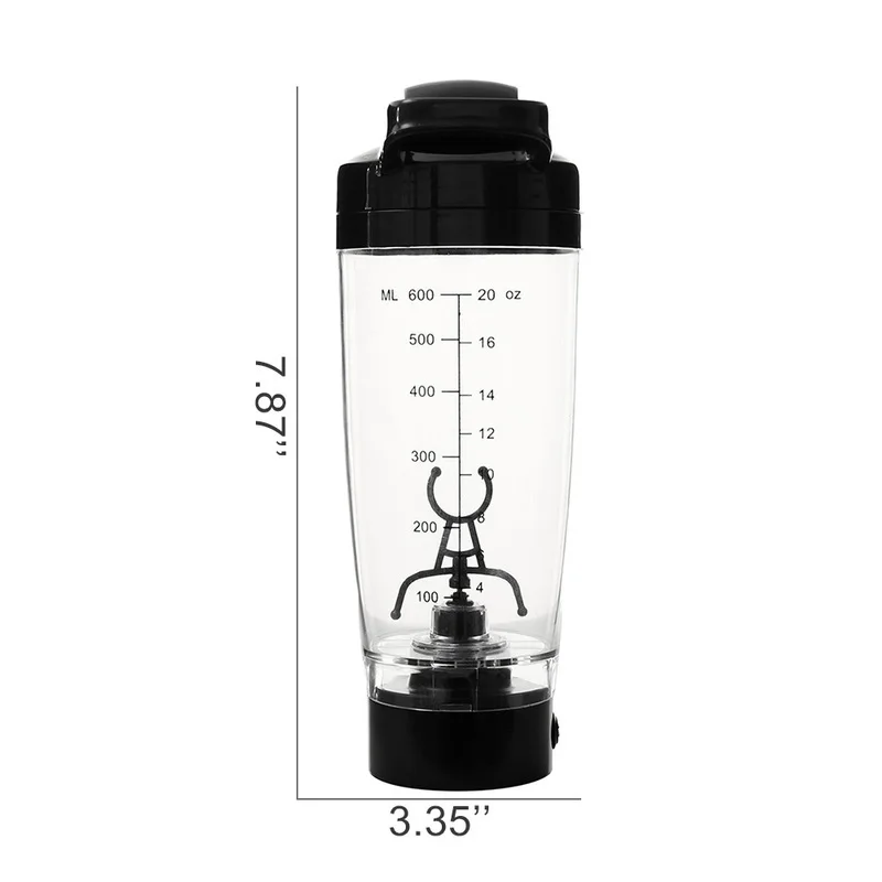 600ML Water Bottle Powder Fitness Cup Electric Blender Protein Shaker Cup Brewing Movement Eco Friendly Automatic Vortex Mixer images - 6