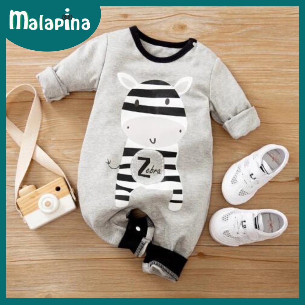 

Malapina Newborn Baby Boy Clothes Girl Jumpsuit Long-Sleeved Cotton Animal Cartoon Print Infant Romper Outfits 0-24M