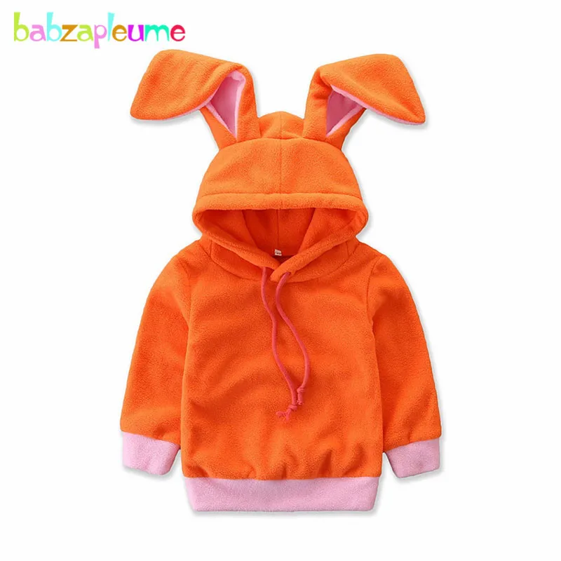 

Весенняя одежда для новорожденных девочек с длинным рукавом с капюшоном из мягкого флиса с мультяшным принтом милый топ для малышей плотная одежда Детские свитера BC1047