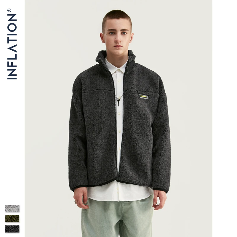 Инфляция Для мужчин куртка из Полар флиса с воротником стойкой зимняя пальто