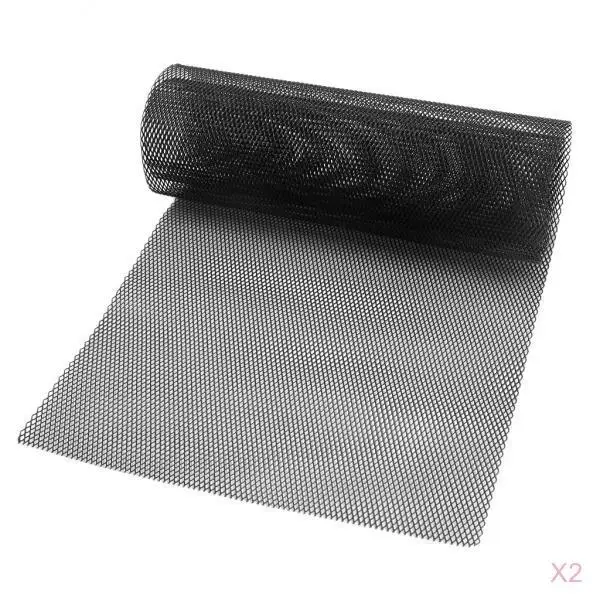 

2x Car Vent Silver Aluminum Grille Mesh Sheet Black 39.37x12.99inch Bumper