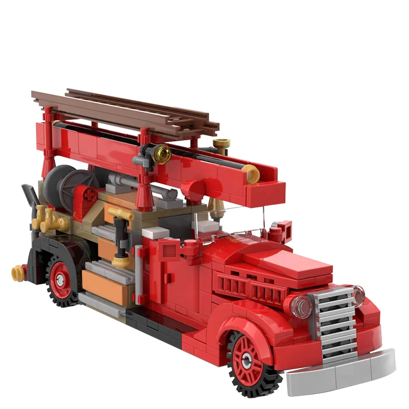 

Конструктор MOC "Винтажный город V8-85", пожарная станция, автомобиль, пожарный, модель автомобиля, кирпичи, игрушки для детей, подарки