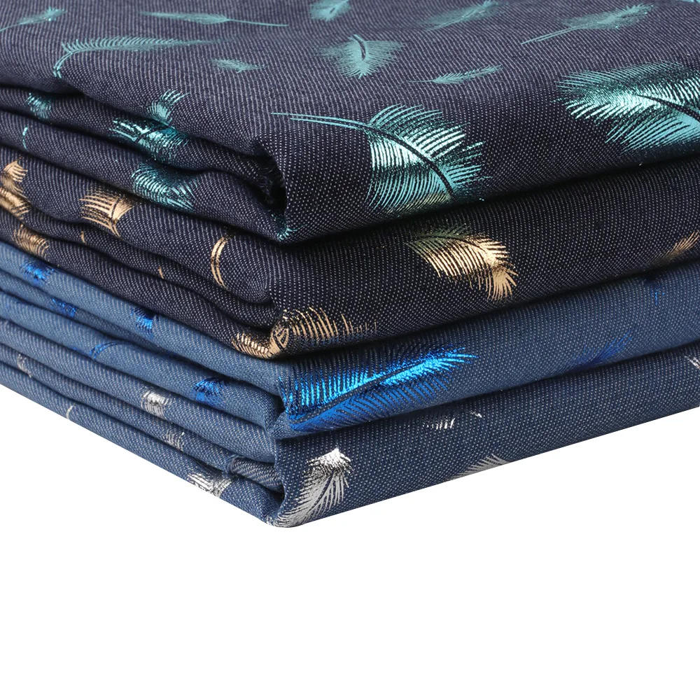Джинсовая ткань с цветными Светоотражающими перьями для шитья одежды платьев