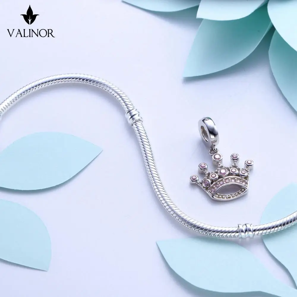 Видео! Подвеска в виде розовой короны серебряные бусины 925 пробы очаровательные