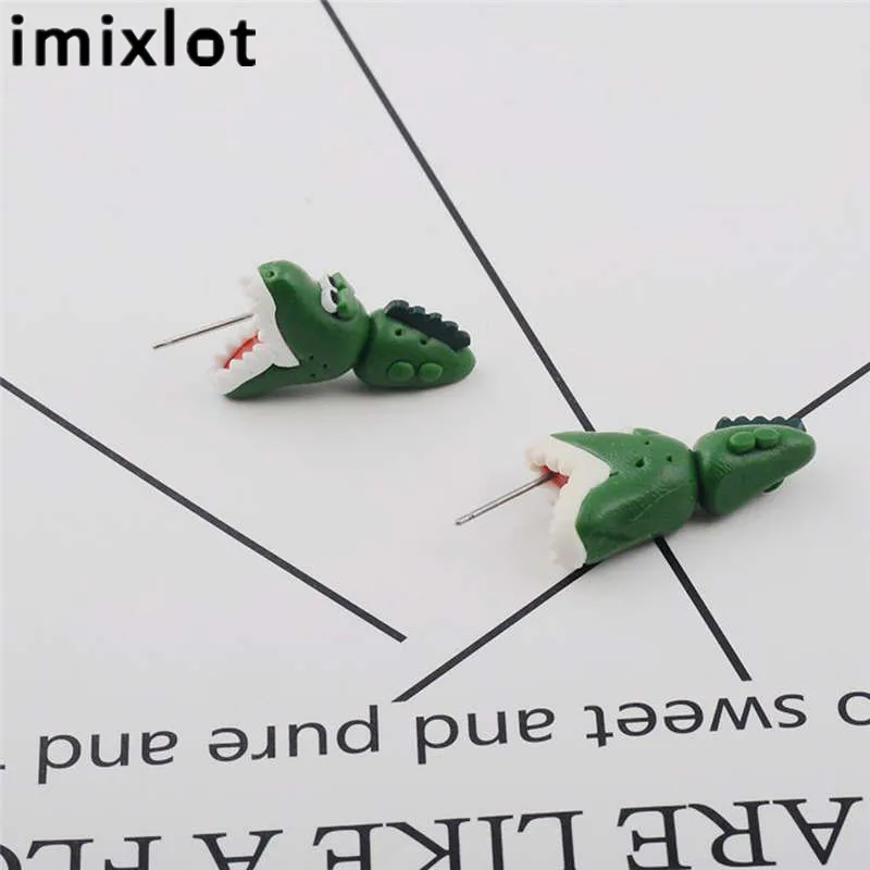 Imixlot серьги-гвоздики из мягкой глины в виде динозавра сделай сам Реалистичные 3D