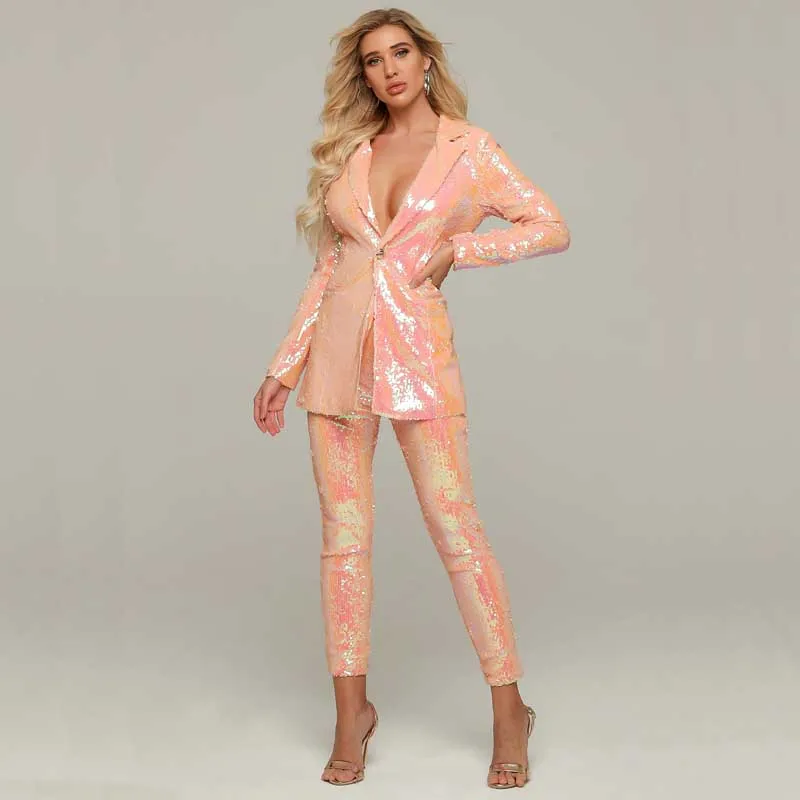 Оптовая продажа новинка 2020 комплект из 2 предметов Розовый Блестящий Женский