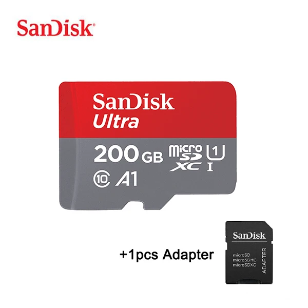 200GB with Adapter SanDisk карта Micro SD 16G 32G 64G 128G карта памяти C10 U1 A1 Micro карта для телефона компьютера SDXC SDHC скорость до 98 м/с - Емкость: 200GB with Adapter