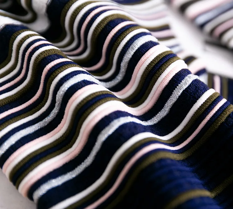 Slim Fit Design ! Color Block Striped  Elegant  Kintted Jumper Sweater 2021 Spring/Autumn Collectitons