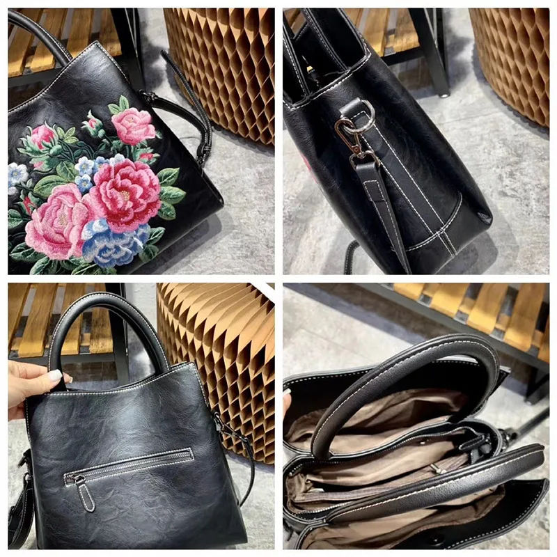 

Bestform Luxury Handbag 2021 New Chinese Style Embroidered Women Bag High Quality Leather Large Capacity Female Shoulder Bags